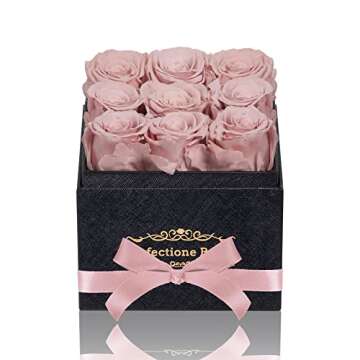 Perfectione Roses Preserved Roses in a Box, Dusty Rose Real Roses Long-Lasting Rose Valentines Day Gifts for Her Anniversary Mothers Day Birthday Roses Christmas Day