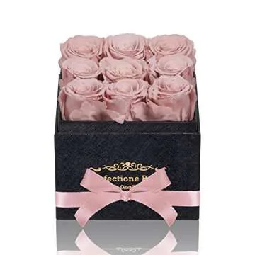 Perfectione Roses Preserved Roses in a Box, Dusty Rose Real Roses Long-Lasting Rose Valentines Day Gifts for Her Anniversary Mothers Day Birthday Roses Christmas Day