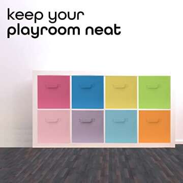 Pomatree Fabric Storage Bins - 8 Pack - Fun Colored Storage Cubes | 2 Reinforced Handles | Foldable Cube Baskets for Home, Kids Room, Nursery and Playroom | Closet and Toys Organization