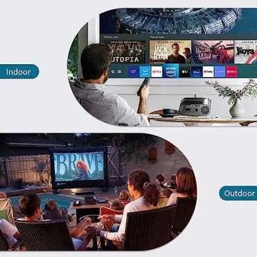 Mini Projector, Vamvo Portable Projector Support 1080P 200" Mini HD Movie Projector, Outdoor Projector with Stylish streamlined Design, Compatible with phone/ Tablet/ Laptop/ TV Stick/ PS4 etc.