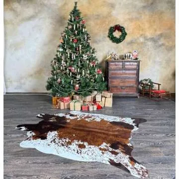MustMat Cowhide Rug - Faux Cow Shaped Carpet for Any Decor