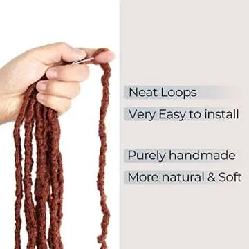 Niseyo Wild Locs 18 Inch Distressed New Faux Locs with Curly Ends 8 Packs Long Soft Pre-looped Goddess Locs Crochet Hair (350#, Ginger Red)
