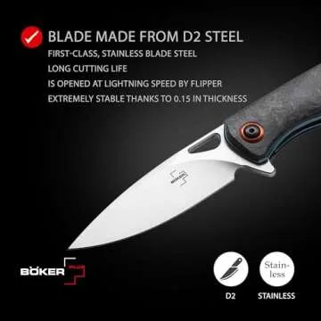 Boker Plus Nebula - pocket knife with carbon fiber handle scales - folding knife with D2 blade - small knife with clip