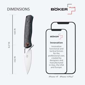 Boker Plus Nebula - pocket knife with carbon fiber handle scales - folding knife with D2 blade - small knife with clip