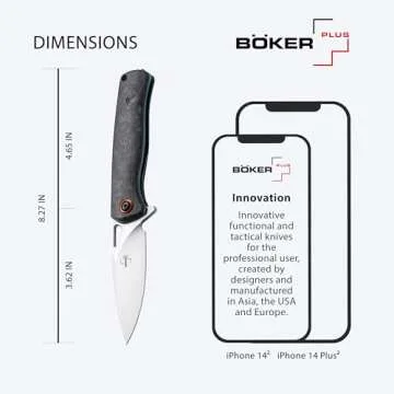 Boker Plus Nebula - pocket knife with carbon fiber handle scales - folding knife with D2 blade - small knife with clip