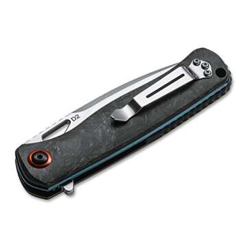 Boker Plus Nebula - pocket knife with carbon fiber handle scales - folding knife with D2 blade - small knife with clip