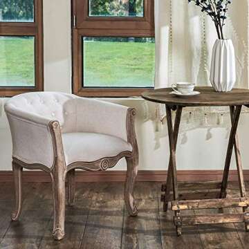 VONLUCE French Vintage Accent Chair for Living Room, Bergere Upholstered Fabric Dining Armchair, Bar...