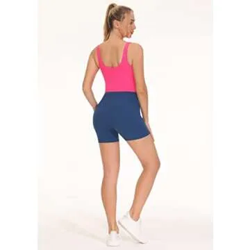 THE GYM PEOPLE Women's Sports Bra Sleeveless Workout Tank Tops Running Yoga Cropped Tops with Removable Padded Bright Pink