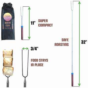 Kooalo Roasting Sticks - Premium Extendable Marshmallow Smores Roasting Sticks for Fire Pit
