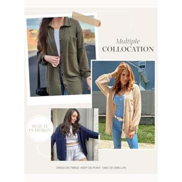 Dokotoo Women Waffle Knit Shirts Long Sleeve Plus Size Shacket Lightweight Collared V Neck Button Up Blouses Casual Fashion Spring Jacket Women Apricot Medium