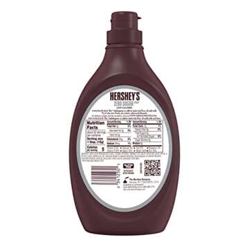HERSHEY'S Zero Sugar Chocolate Syrup Bottle, 17.5 oz