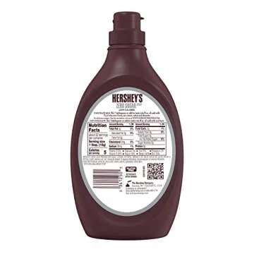 HERSHEY'S Zero Sugar Chocolate Syrup Bottle, 17.5 oz
