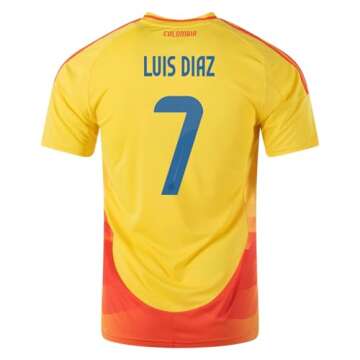 Pro Soccer Specialists Luis Diaz #7 Colombia Soccer Jersey 2024 Copa (US, Alpha, Medium, Regular, Re...
