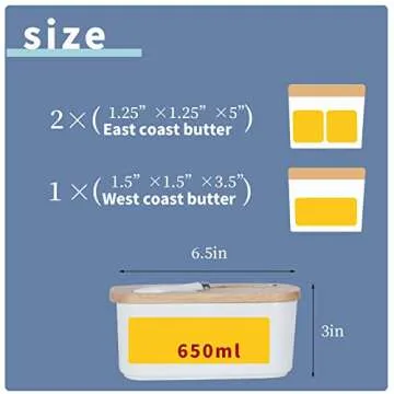 Large Ceramic Butter Dish for Countertop Butter Keeper with Silicone Sealing, Natural Wooden Lid and Stainless Steel Knife, Kitchen Decor and Accessories for Kitchen Gifts (White)