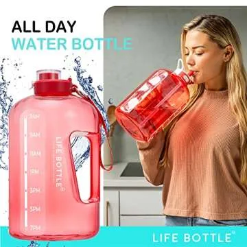 Life Bottle 1 Gallon Water Bottle with Straw and Chug Lid