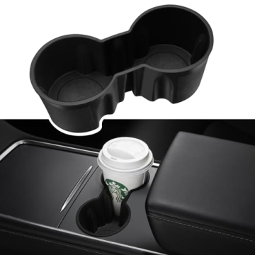 Motrobe Cup Holder Insert for 2021-2025 Tesla Model Y & 2021-2023 Model 3 - Practical Interior Acces...