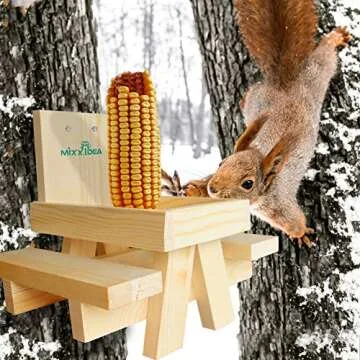 MIXXIDEA Wooden Squirrel Feeder Table for Outdoors
