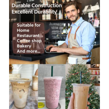 Durable 32 oz Clear Plastic Cups with Lids and Straws