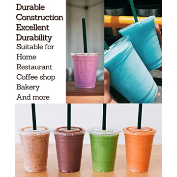Durable 32 oz Clear Plastic Cups with Lids and Straws