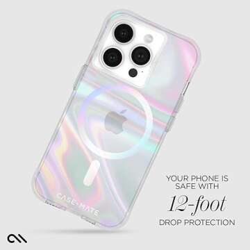 Case-Mate Soap Bubble iPhone 15 Pro Case for Women - Compatible w/ MagSafe - 12ft Drop Protection - 6.1" iPhone 15 Pro Magnetic Case & Phone Cover - Shockproof, Anti-Scratch, Iridescent