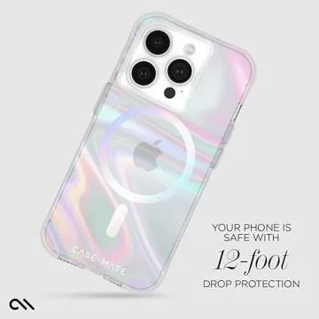 Case-Mate Soap Bubble iPhone 15 Pro Case for Women - Compatible w/ MagSafe - 12ft Drop Protection - 6.1" iPhone 15 Pro Magnetic Case & Phone Cover - Shockproof, Anti-Scratch, Iridescent