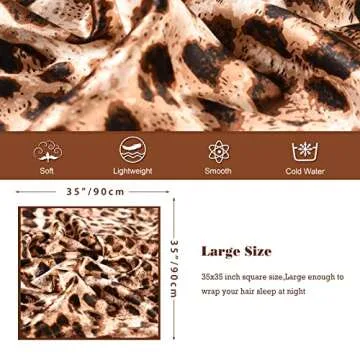 EIysee 35 x 35 Women's Fashion Pattern Large Square Silk Like Hair Scarf Head Sleeping Wrap Satin Neck Bandana for Gift (Leopard print-black border)…