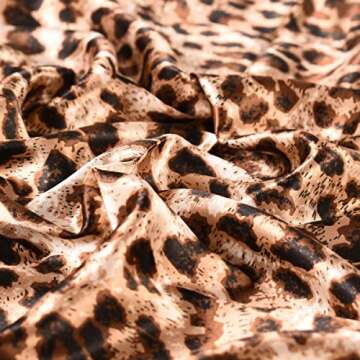 EIysee 35 x 35 Women's Fashion Pattern Large Square Silk Like Hair Scarf Head Sleeping Wrap Satin Neck Bandana for Gift (Leopard print-black border)…