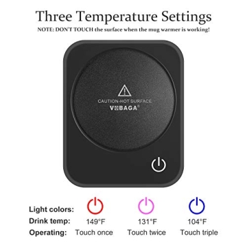 VOBAGA Coffee Mug Warmer with Auto Shut Off and 3 Settings