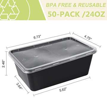 IUMÉ 50-Pack Meal Prep Containers - Durable & Leakproof