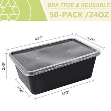 IUMÉ 50-Pack Meal Prep Containers - Durable & Leakproof