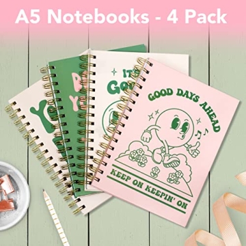 Stylish A5 Notebooks for School and Work - 4 Pack