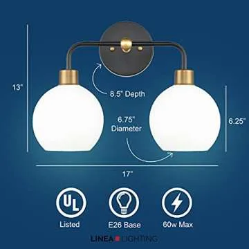 Linea di Liara Lukasa Bathroom Vanity Lights with 2 Bulbs