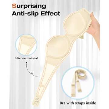 Wingslove Women's Strapless Full Figure Bra Underwire Multiway Contour Plus Size Bra Red Carpet