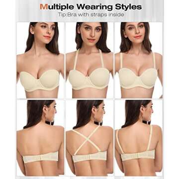 Wingslove Women's Strapless Full Figure Bra Underwire Multiway Contour Plus Size Bra Red Carpet