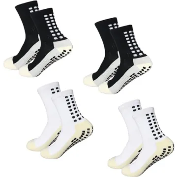 Yufree Men's Soccer Socks Anti Slip Non Slip Grip Pads for Football Basketball Sports Grip Socks, 4 ...