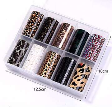 20 Roll Animal Print Nail Foil Transfer Sticker Decals, Leopard Tiger Snake Skin Nail Art Foil for Nail Design, Colorful Holographic Transfer Nail Foils Manicure Tips Decoration