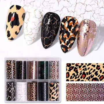 20 Roll Animal Print Nail Foil Transfer Sticker Decals, Leopard Tiger Snake Skin Nail Art Foil for Nail Design, Colorful Holographic Transfer Nail Foils Manicure Tips Decoration