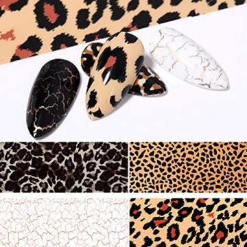 20 Roll Animal Print Nail Foil Transfer Sticker Decals, Leopard Tiger Snake Skin Nail Art Foil for Nail Design, Colorful Holographic Transfer Nail Foils Manicure Tips Decoration