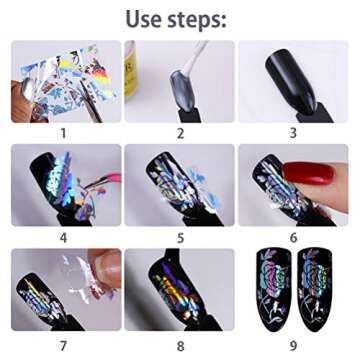 20 Roll Animal Print Nail Foil Transfer Sticker Decals, Leopard Tiger Snake Skin Nail Art Foil for Nail Design, Colorful Holographic Transfer Nail Foils Manicure Tips Decoration