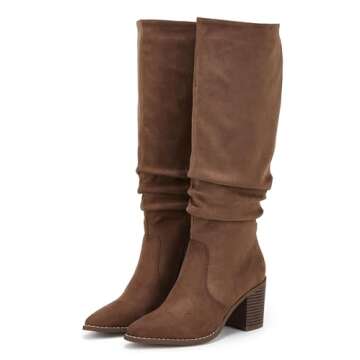 Huiyuzhi Women's Pointed Toe Knee High Boots Stylish Comfort