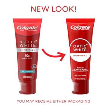 Colgate Optic White Renewal Teeth Whitening Toothpaste, Whitening Fluoride Toothpaste, Effectively R...