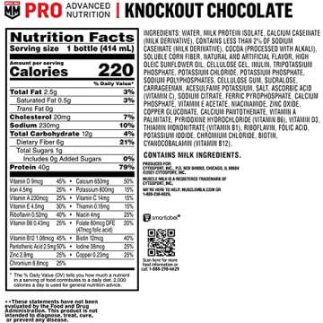 Muscle Milk Pro Advanced Nutrition Protein Shake 40g Protein Knockout Chocolate