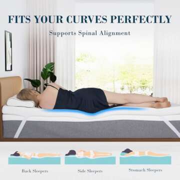 2 Inch Memory Foam Mattress Topper Twin XL, Cooling Gel Bed Topper with Removable Cover, Soft & Pain...