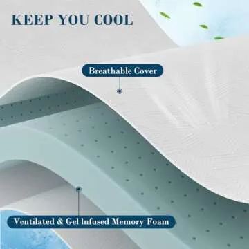 2 Inch Memory Foam Mattress Topper Twin XL, Cooling Gel Bed Topper with Removable Cover, Soft & Pain Relief & Breathable, CertiPUR-US & Oeko-Tex Certified