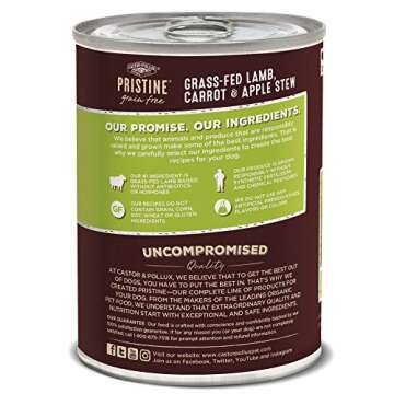 Castor & Pollux Pristine Grain Free Grass-Fed Lamb, Carrot & Apple Stew Canned Dog Food, (12) 12..7oz cans