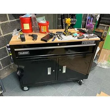 46 in. Mobile Storage Cabinet with Wood Top Tool Cart Workbench