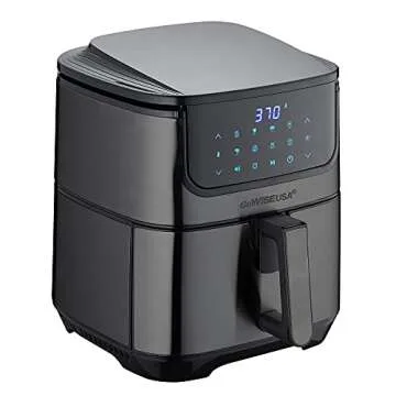 GoWISE USA 7-Quart Air Fryer & Dehydrator MAX STEEL XL- with Touchscreen Display with Stackable Dehydrating Racks with Preheat & Mute Functions + 100 Recipes (Black Stainless Steel)
