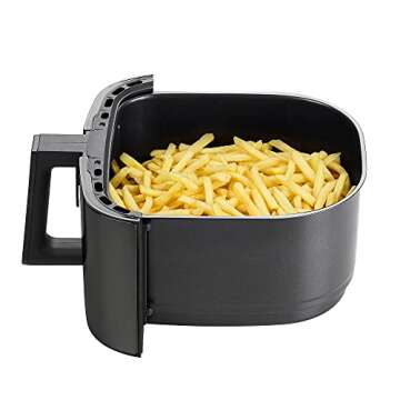 GoWISE USA 7-Quart Air Fryer & Dehydrator MAX STEEL XL- with Touchscreen Display with Stackable Dehydrating Racks with Preheat & Mute Functions + 100 Recipes (Black Stainless Steel)