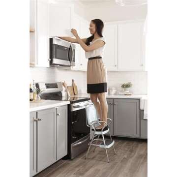 COSCO Stylaire Retro Chair + Step Stool with Flip-Up Seat, Teal