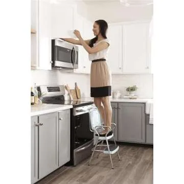 COSCO Stylaire Retro Chair + Step Stool with Flip-Up Seat, Teal